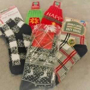 NWT Winter Cozy Socks &  Holiday Beer Sweaters Lot (5 Items Total)